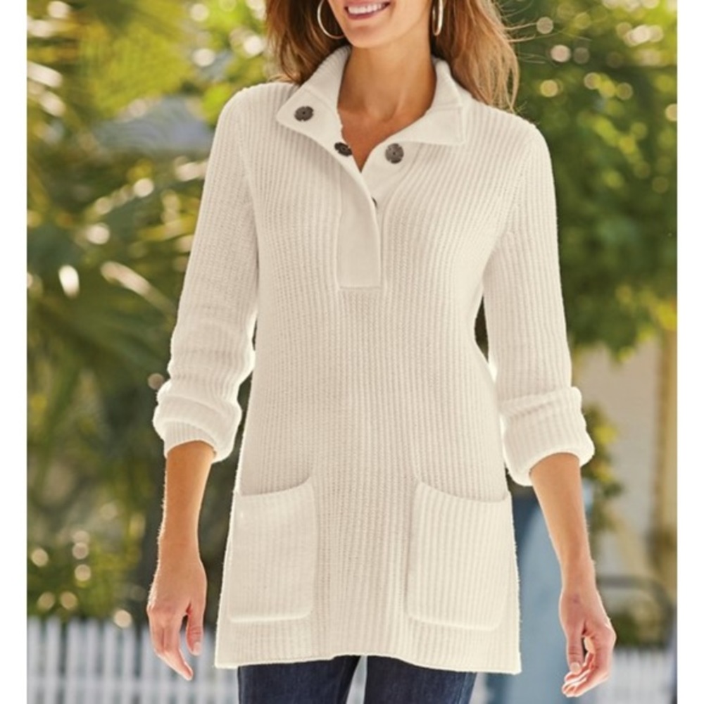 Soft Surroundings (XS) White Knitted Pullover Sweater